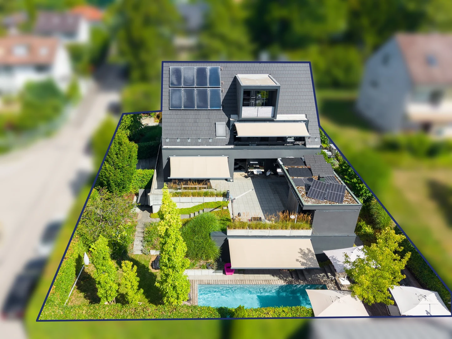Haus und Garten aus der Vogelperspektive